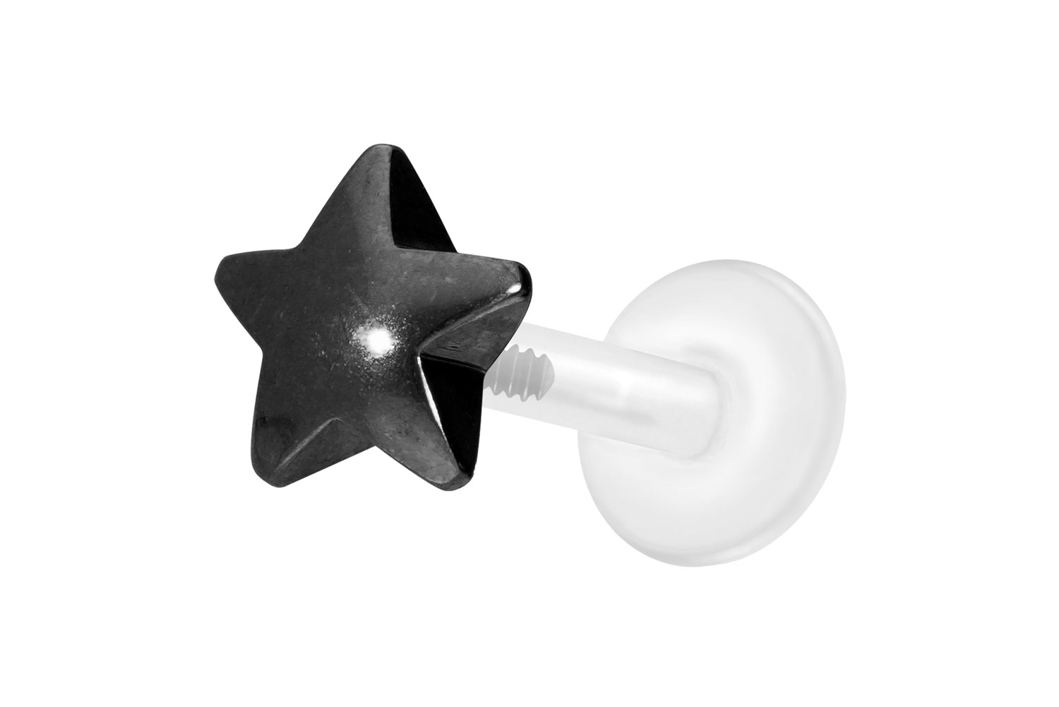 PTFE Labret Piercing mit Innengewinde + Titan-Aufsatz STERN